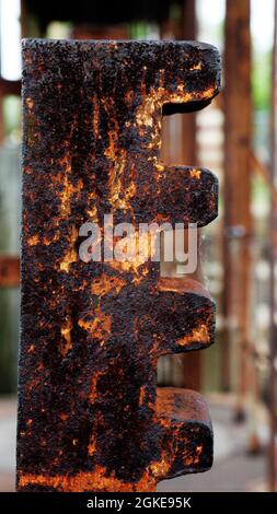 a rust-shaped, fire-colored iron in Honfleur, France Stock Photo