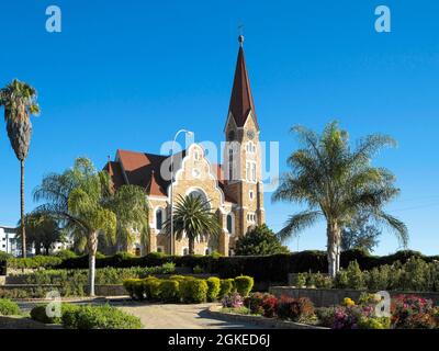 Park at the Ink Palace and Evangelical Lutheran Christ Church from 1910, Windhoek, Windhoek, Namibia Stock Photo