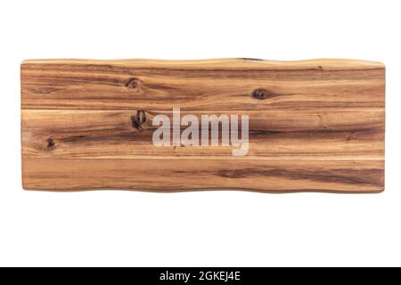 Handmade wooden chopping board. Cutting board isolated on white background. Stock Photo