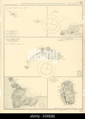 Islas Juan Fernandez Desventuradas Chile Pacific ADMIRALTY chart 1901 (1946) map Stock Photo