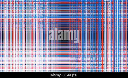 Colorful neon grid formed by narrow crossed lines on a black background, seamless loop. Animation. 3D moving tunnel with the square shaped black cente Stock Photo
