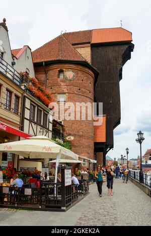 Crane Gate, Zuraw Medieval Harbour Crane, on the Motlawa, Old Town, Gdansk, Pomerania, Motlawa, Gdansk, Poland Stock Photo