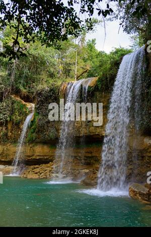 Waterfall, Salto Alto, Comatillo River, Bayaguana, Caribbean, America, Dominican Republic Stock Photo