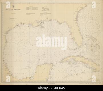 Gulf of Mexico. Caribbean West Indies. USCGS sea chart 1928 (1930) old map Stock Photo
