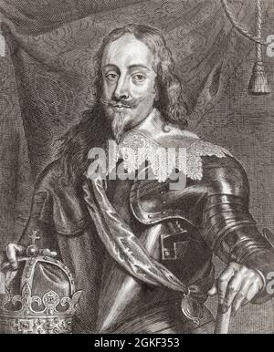 Charles I, 1600-1649.  King of England, Scotland and Ireland.  From an engraving after a painting by Anthony van Dyck. Stock Photo