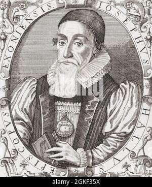 Joseph Hall,  1574 -  1656.  English priest, Bishop of Exeter and satirist.  After a work by Paul de Zetter. Stock Photo