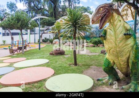 SUCRE, BOLIVIA - APRIL 22, 2015: Dinosaurus themed playground in Sucre, capital of Bolivia. Stock Photo