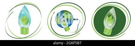 Environment eco friendly energy icons in set. vector Stock Vector