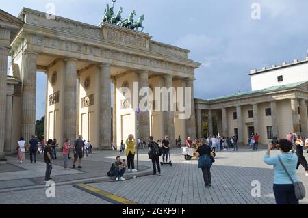 Berlin landmark - The Brandenburg Gate - Berlin, Germany - September 11, 2021. Stock Photo