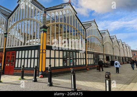 The glazed Victorian Market Hall, Stockport, England, UK Stock Photo