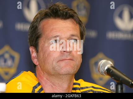 Los Angeles Galaxy coach Frank Yallop at the news conference at RFK stadium in Washington DC on August 8 2007, the day before the MLS match between DC Stock Photo