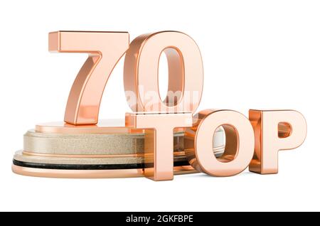 Top 70, podium award. 3D rendering isolated on white background Stock Photo