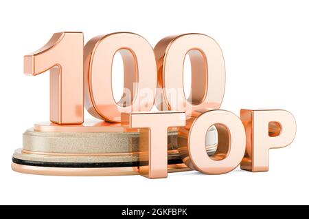Top 100, podium award. 3D rendering isolated on white background Stock Photo