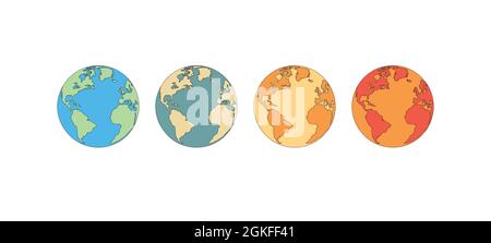 Climate change preview. Vector illustration of global warming or temperature increase on planet earth by changing colors from cold to warm. Stock Vector