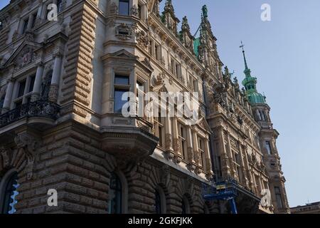 Hamburg, Germany - July 17, 2021 - Hamburg City Hall-Rathaus - is the seat of local government. The Rathaus is located in the Altstadt quarter Stock Photo