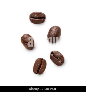 Coffee beans detail isolated on white background Stock Photo
