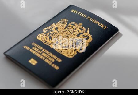 The post Brexit black British passport. Stock Photo