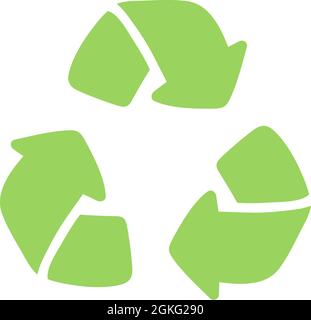 Doodle Recycle arrow symbol, using recycled resources. Green eco vector icon hand drawn style. Zero waste ecology concept. Vector illustration Stock Vector
