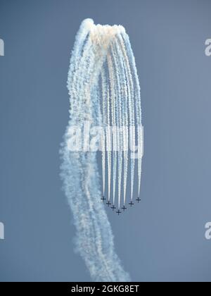 Patrulla Aguila at Torre del Mar airshow 2021, Malaga, Spain. Stock Photo