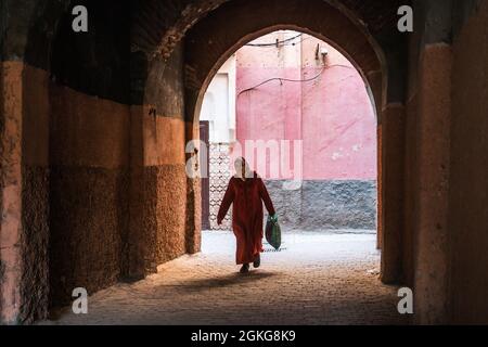 Street scene in the Marrakesh, Morocco, Africa. Stock Photo