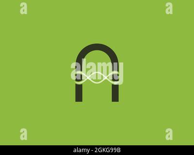 LETTER A LOGO DESIGN WITH RIBBON INSIDE Stock Vector