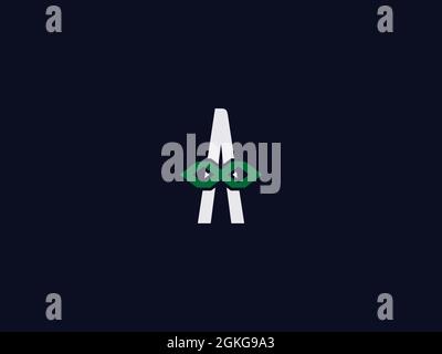 LETTER A LOGO DESIGN WITH RIBBON INSIDE Stock Vector