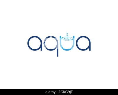 AQUA LOGO DESIGN WITH NEGATIVE SPACE EFFECT Stock Vector