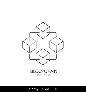 Blockchain vector line icon. Cryptocurrency blocks vector Stock Vector