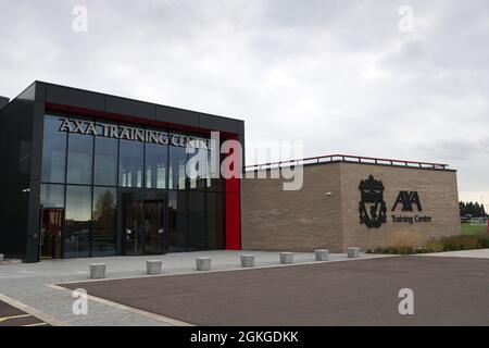 Kirkby, Knowsley, Merseyside, England, 14th September 2021: The AXA Academy, Kirkby, Knowsley, Merseyside, England: Liverpool FC training ahead of Champions League game versus AC Milan on 15th September: the main entrance of Liverpool's training complex Stock Photo