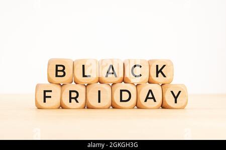 Black Friday phrase on wooden blocks. Copy space Stock Photo