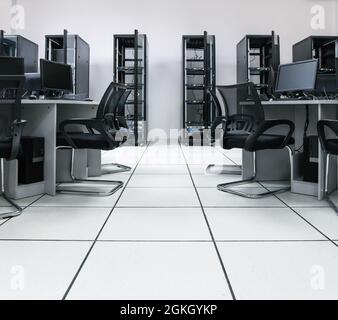 Modern server room of a data center office Stock Photo