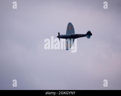 Spitfire in flight Stock Photo