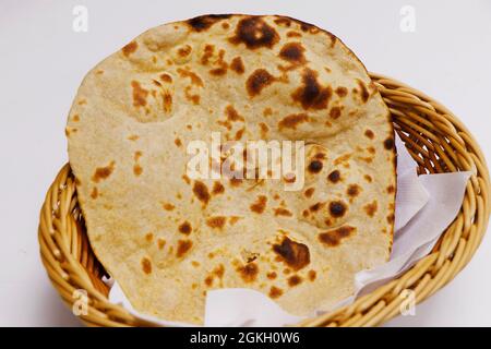 tandoori naan bread or roti in a basket, indian clay oven baked bread Stock Photo