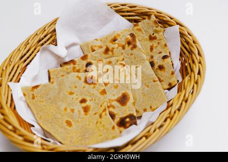 tandoori naan bread or roti in a basket, indian clay oven baked bread Stock Photo