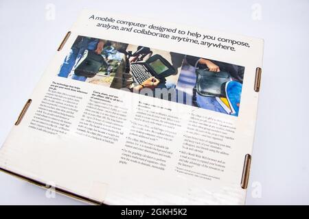 illustrated box of Apple eMate educational laptop from 1997 Stock Photo