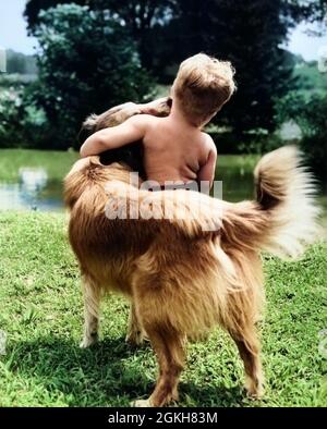 1940s 1950s 1960s BACK VIEW OF BOY AND DOG HUGGING - d1218c HAR001 HARS PAIR DOMESTIC RELATIONSHIP TOUCHING PET OLD TIME ARCHIVE NOSTALGIA OLD FASHION 1 JUVENILE WET FRIEND SECURITY SAFETY TEAMWORK BEST EMBRACE TOUCH JOY SATISFACTION RELATION RURAL HEALTHINESS HOME LIFE FRIENDSHIP FULL-LENGTH HUG ADOLESCENT CARING SERENITY AMERICANA EMBRACING B&W PARTNER PROTECTIVE BOND PROTECT PROTECTING HAPPINESS ADVENTURE LEISURE PROTECTION ARCHIVAL CANINES EXCITEMENT REAR VIEW COLLIE CONNECTION TENDER TRUSTING AFFECTIONATE CLOSE-UP COMPANION DAYTIME BEST FRIEND AFFECTION ANIMALS DOG BACK VIEW CANINE Stock Photo