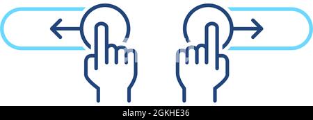Swipe gestures in right and left sides. Lock and unlock progress bar blue line icons. On, off toggle slider symbols. Stock Vector