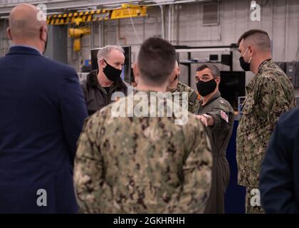 Vice Adm. Doug Perry, Commander, U.S. 2nd Fleet, is greeted by Rear Adm ...