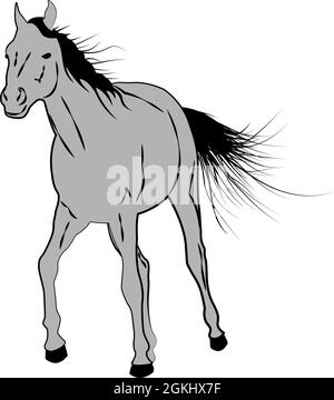 Sketch style running horse stallion vector illustration Stock Vector