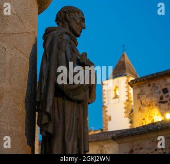 San Pedro de Alcantara statue in Caceres, Spain Stock Photo