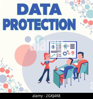 Hand writing sign Data Protection. Conceptual photo legal control over access and use of data stored in computer Presenting Project Report Concept Stock Photo