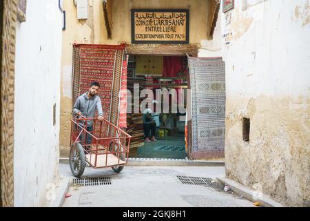 Street scene in the Fez, Morocco, Africa. Stock Photo