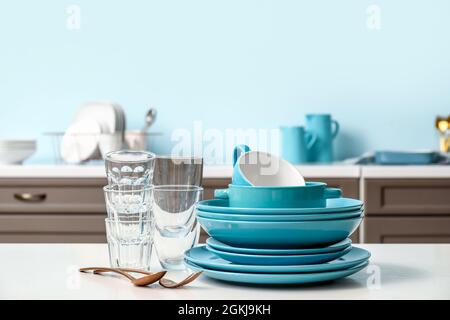 Set Turquoise Kitchen Utensils Holder Isolated Stock Photo 2078121709