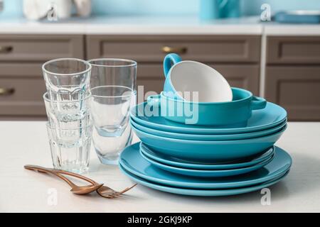 Set Turquoise Kitchen Utensils Holder Isolated Stock Photo 2078121709