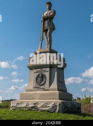 The 130th Pennsylvania Volunteer Infantry monument at the Antietam National Battlefield in Sharpsburg, Maryland, USA Stock Photo