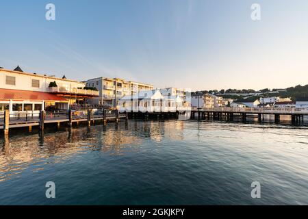 Mackinac island Michigan in the early morning after rain Stock Photo