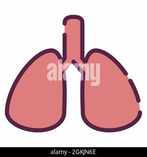 Icon Vector of Lungs - Line Cut Style - Simple illustration, Editable stroke, Design template vector, Good for prints, posters, advertisements, announ Stock Vector