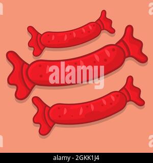 sausage isolated cartoon vector illustration in flat style Stock Vector