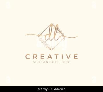 DL Feminine logo beauty monogram and elegant logo design, handwriting logo of initial signature, wedding, fashion, floral and botanical with creative Stock Vector