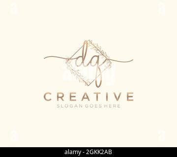 DQ Feminine logo beauty monogram and elegant logo design, handwriting logo of initial signature, wedding, fashion, floral and botanical with creative Stock Vector